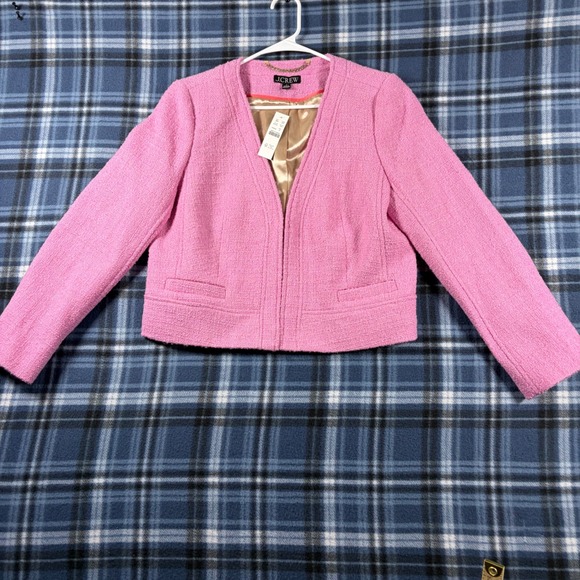 J.Crew Jackets & Blazers - J.Crew Lady Jacket Pink Boucle Tweed Wool Blend Blazer BT544 Size 8 NEW